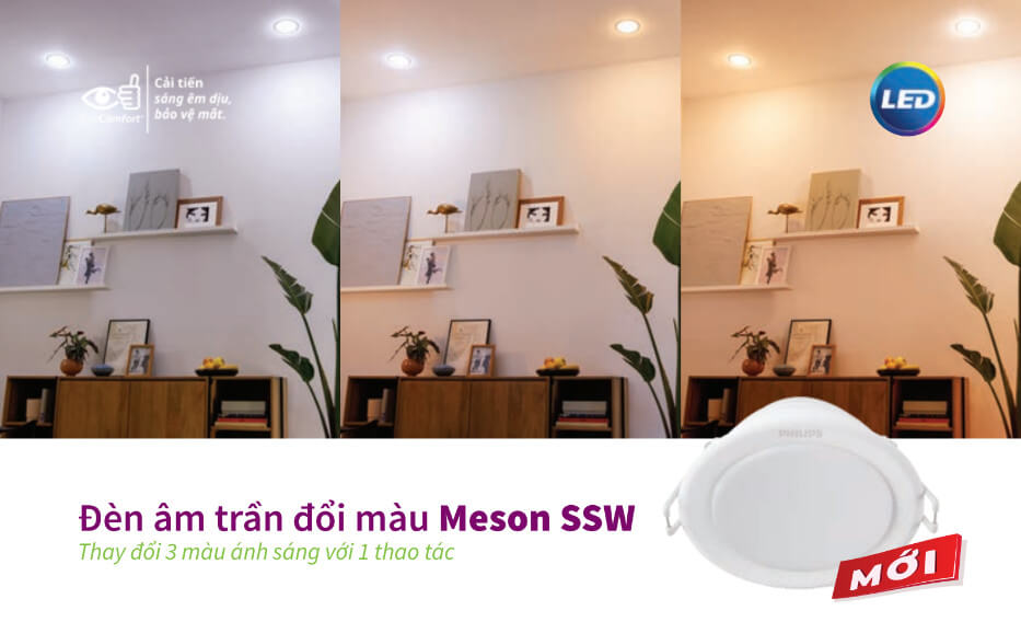 Đèn Downlight LED âm trần đổi màu Philips Meson SSW 125 13W WH recessed